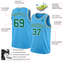 Загрузить изображение в средство просмотра галереи, Custom Sky Blue Kelly Green-White Authentic Basketball Jersey
