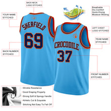 Laden Sie das Bild in den Galerie-Viewer, Custom Sky Blue Navy-Orange Authentic Basketball Jersey