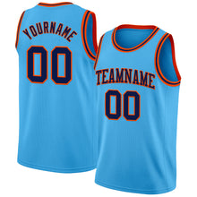 Laden Sie das Bild in den Galerie-Viewer, Custom Sky Blue Navy-Orange Authentic Basketball Jersey
