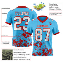 Загрузить изображение в средство просмотра галереи, Custom Sky Blue White-Red 3D Pattern Splash Authentic Football Jersey