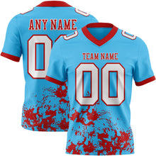 Загрузить изображение в средство просмотра галереи, Custom Sky Blue White-Red 3D Pattern Splash Authentic Football Jersey