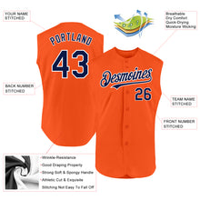 Charger l'image dans la galerie, Custom Orange Navy-White Authentic Sleeveless Baseball Jersey