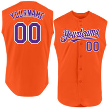 Laden Sie das Bild in den Galerie-Viewer, Custom Orange Purple-White Authentic Sleeveless Baseball Jersey