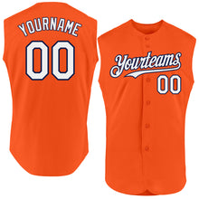 Laden Sie das Bild in den Galerie-Viewer, Custom Orange White-Navy Authentic Sleeveless Baseball Jersey