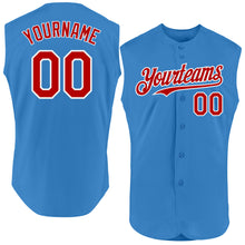 Load image into Gallery viewer, Custom Powder Blue Red-White Authentic Sleeveless Baseball Jersey