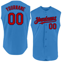 Load image into Gallery viewer, Custom Powder Blue Red-Navy Authentic Sleeveless Baseball Jersey