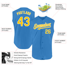 Load image into Gallery viewer, Custom Powder Blue Yellow-White Authentic Sleeveless Baseball Jersey