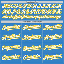 Load image into Gallery viewer, Custom Powder Blue White-Yellow Authentic Sleeveless Baseball Jersey