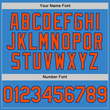 Load image into Gallery viewer, Custom Powder Blue Orange-Royal Authentic Sleeveless Baseball Jersey