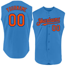 Load image into Gallery viewer, Custom Powder Blue Orange-Royal Authentic Sleeveless Baseball Jersey