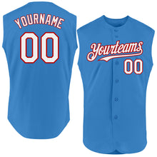 Load image into Gallery viewer, Custom Powder Blue White-Red Authentic Sleeveless Baseball Jersey