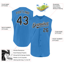 Load image into Gallery viewer, Custom Powder Blue Black-White Authentic Sleeveless Baseball Jersey