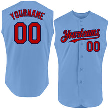 Laden Sie das Bild in den Galerie-Viewer, Custom Light Blue Red-Navy Authentic Sleeveless Baseball Jersey