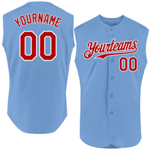 Charger l'image dans la galerie, Custom Light Blue Red-White Authentic Sleeveless Baseball Jersey