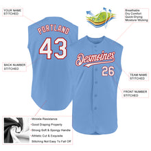 Charger l'image dans la galerie, Custom Light Blue White-Red Authentic Sleeveless Baseball Jersey