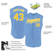 Charger l'image dans la galerie, Custom Light Blue Yellow-White Authentic Sleeveless Baseball Jersey
