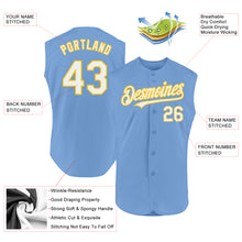 Charger l'image dans la galerie, Custom Light Blue White-Yellow Authentic Sleeveless Baseball Jersey