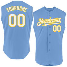 Charger l'image dans la galerie, Custom Light Blue White-Yellow Authentic Sleeveless Baseball Jersey
