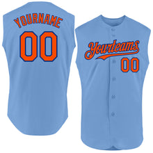 Load image into Gallery viewer, Custom Light Blue Orange-Royal Authentic Sleeveless Baseball Jersey