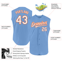 Charger l'image dans la galerie, Custom Light Blue White-Orange Authentic Sleeveless Baseball Jersey