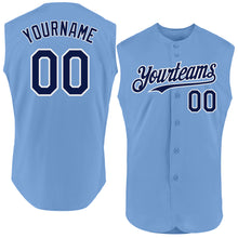 Charger l'image dans la galerie, Custom Light Blue Navy-White Authentic Sleeveless Baseball Jersey