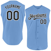Charger l'image dans la galerie, Custom Light Blue Black-White Authentic Sleeveless Baseball Jersey