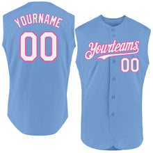 Charger l'image dans la galerie, Custom Light Blue White-Pink Authentic Sleeveless Baseball Jersey