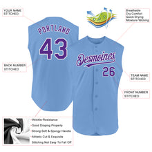 Laden Sie das Bild in den Galerie-Viewer, Custom Light Blue Purple-White Authentic Sleeveless Baseball Jersey