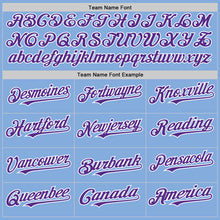 Laden Sie das Bild in den Galerie-Viewer, Custom Light Blue Purple-White Authentic Sleeveless Baseball Jersey