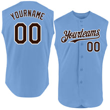 Charger l'image dans la galerie, Custom Light Blue Brown-White Authentic Sleeveless Baseball Jersey