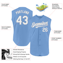 Charger l'image dans la galerie, Custom Light Blue White-Gray Authentic Sleeveless Baseball Jersey