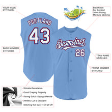 Laden Sie das Bild in den Galerie-Viewer, Custom Light Blue Royal-Red Authentic Sleeveless Baseball Jersey