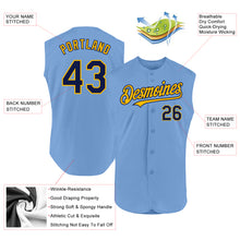 Charger l'image dans la galerie, Custom Light Blue Navy-Gold Authentic Sleeveless Baseball Jersey