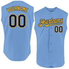 Charger l'image dans la galerie, Custom Light Blue Navy-Gold Authentic Sleeveless Baseball Jersey