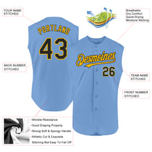 Charger l'image dans la galerie, Custom Light Blue Black-Gold Authentic Sleeveless Baseball Jersey