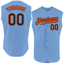 Laden Sie das Bild in den Galerie-Viewer, Custom Light Blue Black-Orange Authentic Sleeveless Baseball Jersey