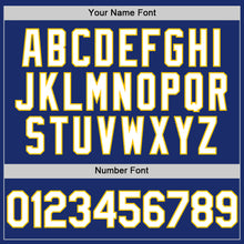 Laden Sie das Bild in den Galerie-Viewer, Custom Royal White-Yellow Authentic Sleeveless Baseball Jersey