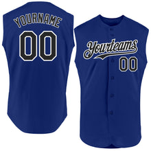 Laden Sie das Bild in den Galerie-Viewer, Custom Royal Black-White Authentic Sleeveless Baseball Jersey
