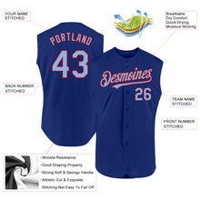 Load image into Gallery viewer, Custom Royal Light Blue-Red Authentic Sleeveless Baseball Jersey
