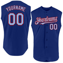 Load image into Gallery viewer, Custom Royal Light Blue-Red Authentic Sleeveless Baseball Jersey