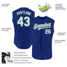 Load image into Gallery viewer, Custom Royal Kelly Green-Gray Authentic Sleeveless Baseball Jersey
