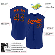 Charger l'image dans la galerie, Custom Royal Black-Orange Authentic Sleeveless Baseball Jersey
