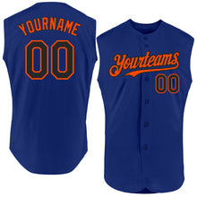 Charger l'image dans la galerie, Custom Royal Black-Orange Authentic Sleeveless Baseball Jersey