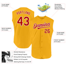 Laden Sie das Bild in den Galerie-Viewer, Custom Gold Red-White Authentic Sleeveless Baseball Jersey