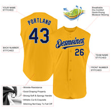 Charger l'image dans la galerie, Custom Gold Navy-Light Blue Authentic Sleeveless Baseball Jersey