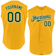 Charger l'image dans la galerie, Custom Gold Green-White Authentic Sleeveless Baseball Jersey