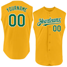 Charger l'image dans la galerie, Custom Gold Kelly Green-White Authentic Sleeveless Baseball Jersey
