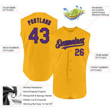 Charger l'image dans la galerie, Custom Gold Purple-Black Authentic Sleeveless Baseball Jersey