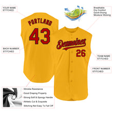 Charger l'image dans la galerie, Custom Gold Red-Black Authentic Sleeveless Baseball Jersey