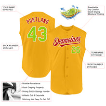 Charger l'image dans la galerie, Custom Gold Neon Green-Red Authentic Sleeveless Baseball Jersey